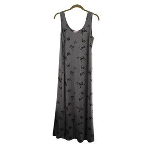 Gray Butterfly Print Maxi Dress By Pretty Woman Collection Medium Sleeveless Y2K